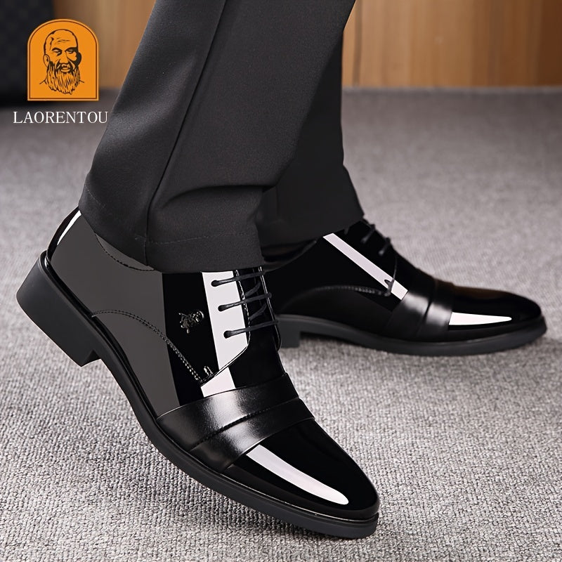 LAORENTOU Men's Leather Pointed Toe Oxford Derby Style Dress Shoes