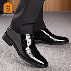 LAORENTOU Men's Leather Pointed Toe Oxford Derby Style Dress Shoes