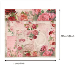A5 Pink Rose Pattern Paper DIY Scrapbook Album Material