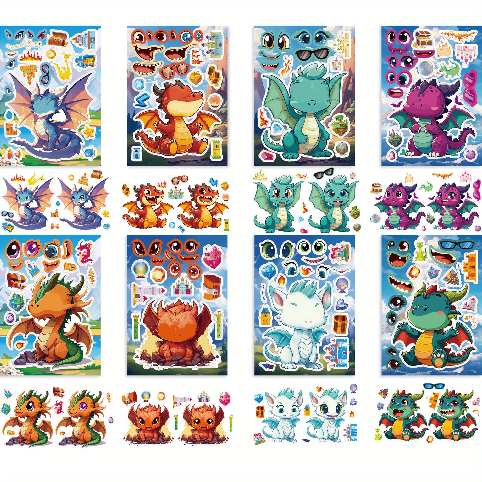 1000 Dinosaur & Dragon DIY Stickers for Scrapbooking Party Decorations