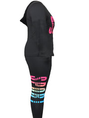  Women's Letter Print Hoodie & Pants Set