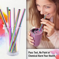 304 Stainless Steel Milk Tea Straw Set 12mm Straight Reusable Durable