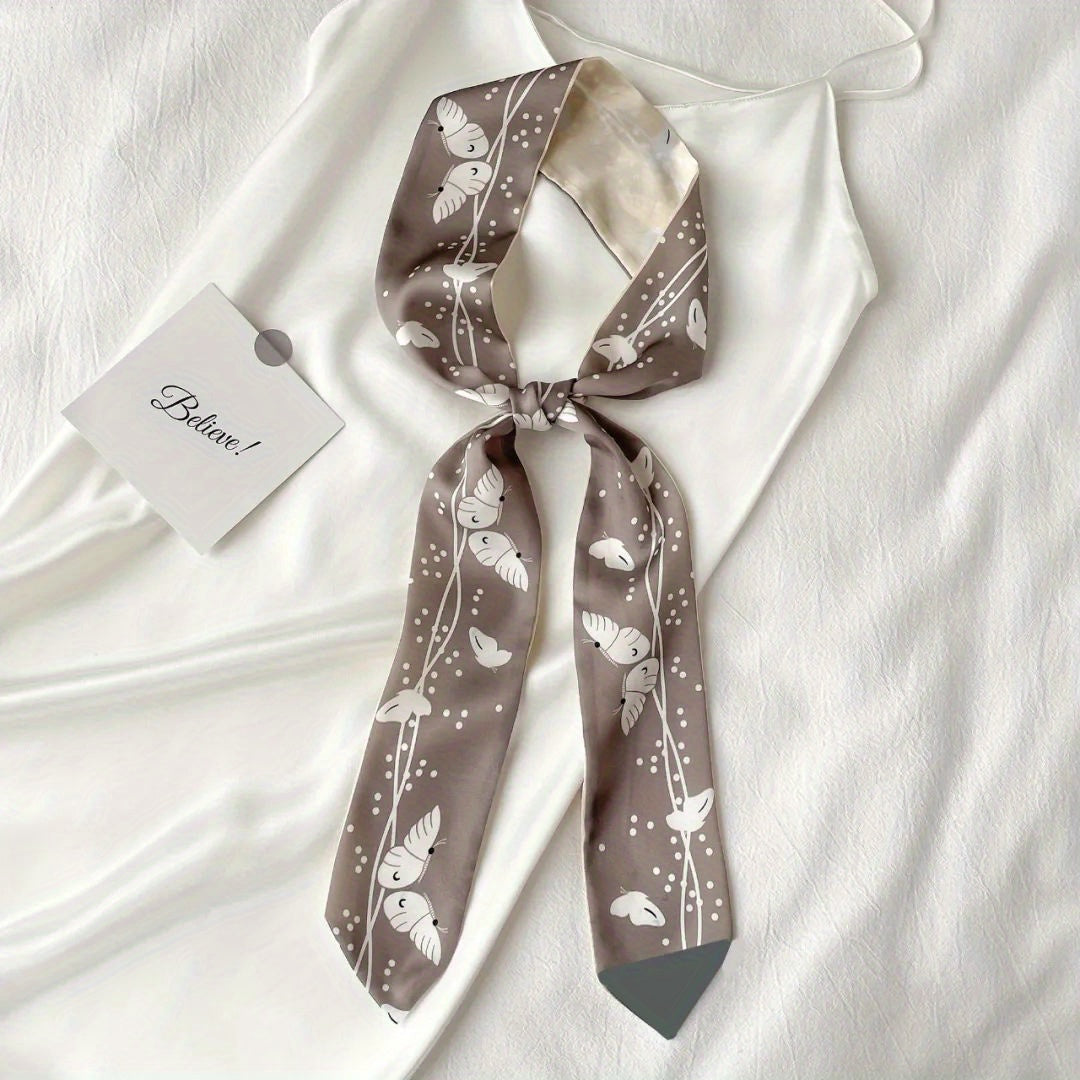 Butterfly Print Twilly Scarf Casual Ribbon Scarf