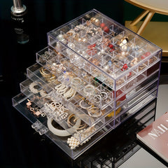 Earring Jewelry Storage Box Drawer Organizer Lattice Transparent Box
