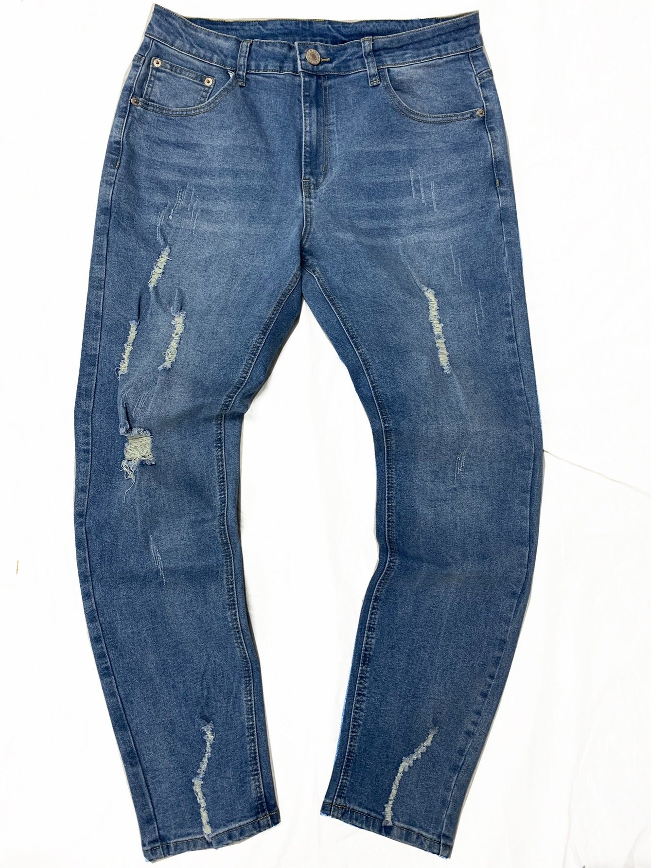 Men's Slim Fit Ripped Jeans - Stretch Denim Pants