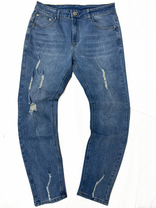 Men's Slim Fit Ripped Jeans - Stretch Denim Pants