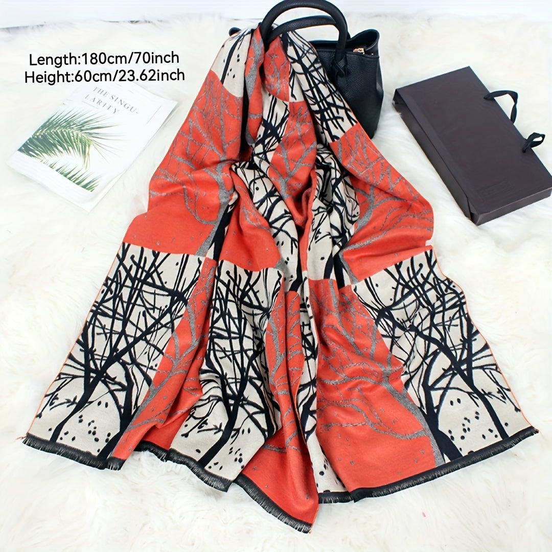 Plaid Print Fringed Shawl Warm Capes