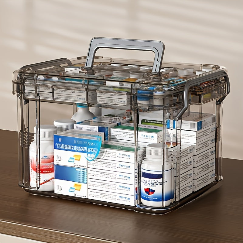 Clear Purpose Storage Box with Lid Waterproof Organizer for Medicine Large Cap
