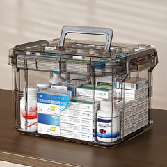 Clear Purpose Storage Box with Lid Waterproof Organizer for Medicine Large Cap