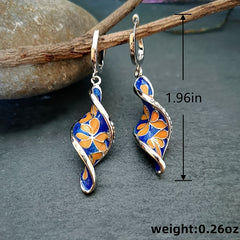 Boho Flower-shaped Drop Earrings with Zircon Pendant