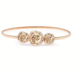 Alloy Rose Carved Waist Belt for Women Elastic Accessory
