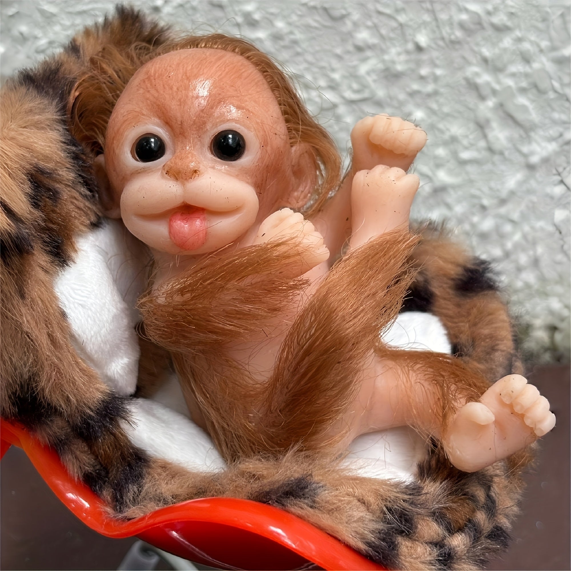 6" Hand-Painted Silicone Monkey Reborn Doll with Feeding Bottle