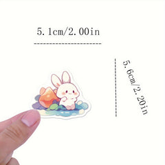 50PCS Easter Rainbow Bunny Stickers Vinyl Waterproof Decals Scrapbook Journaling