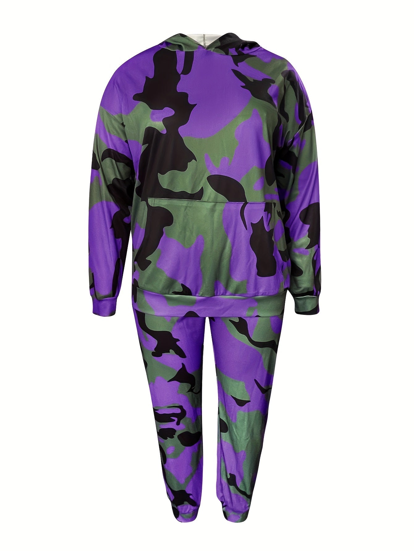 Women's Plus Camo Print Hoodie & Joggers Set