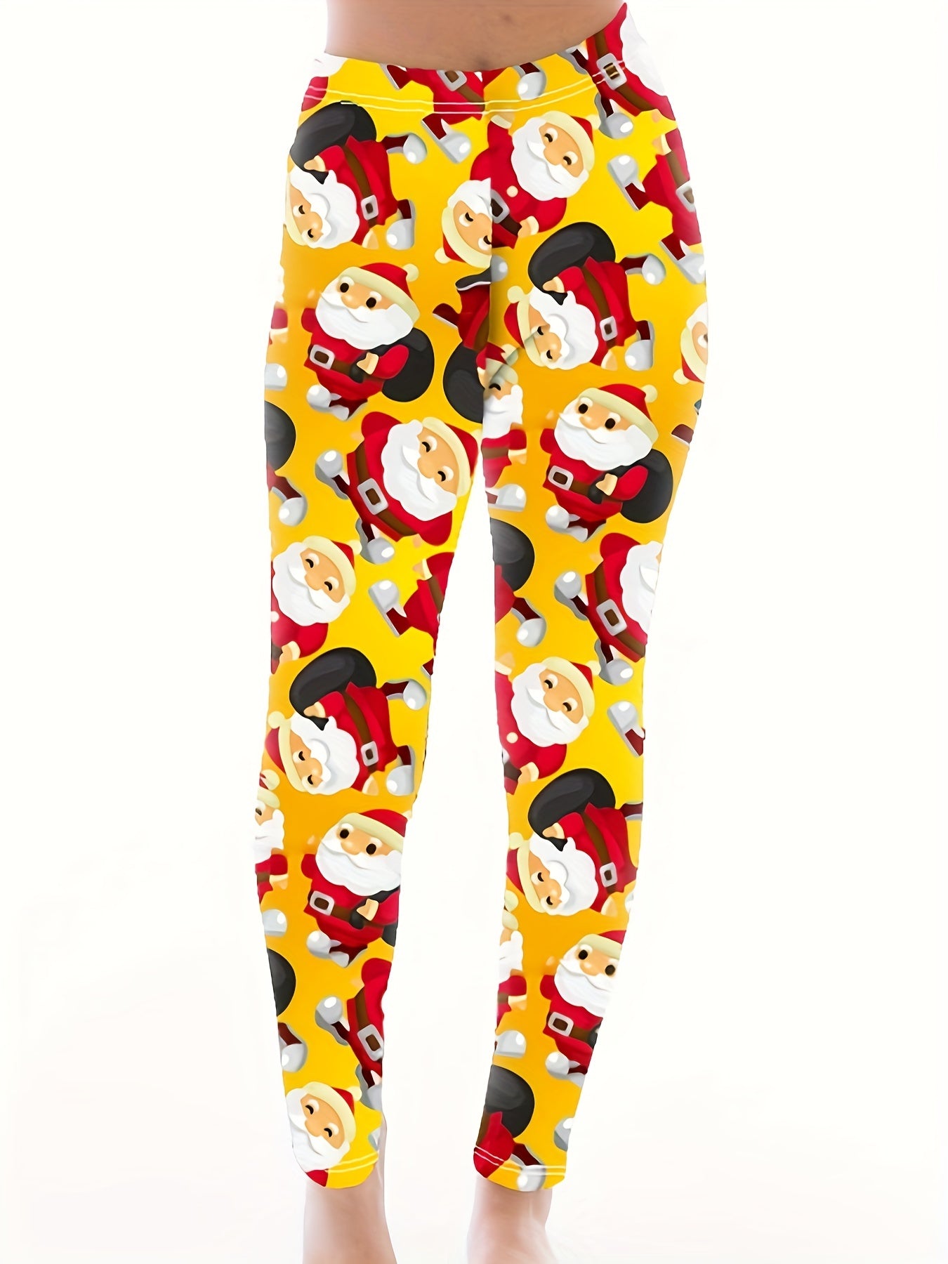 Women's Plus Santa Claus Print High Stretch Leggings