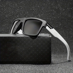 Men's Square Frame Sports Sunglasses UV Protection with Zipper Case