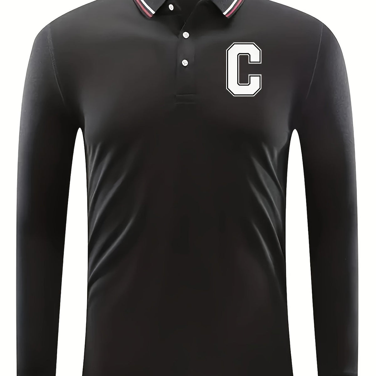 Men's Golf Shirt Long Sleeve Letter C Print Chukker Shirt
