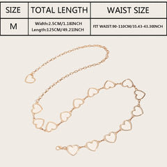Metal Heart Waist Chain Belts for Women Adjustable Body Waistband