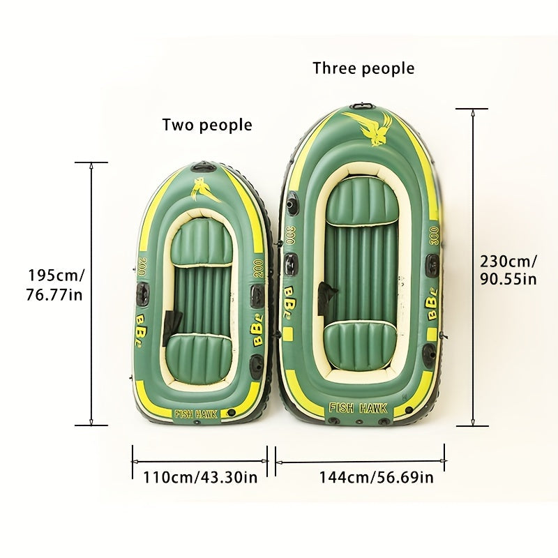 3-Person Inflatable Fishing Kayak with Hard Bottom