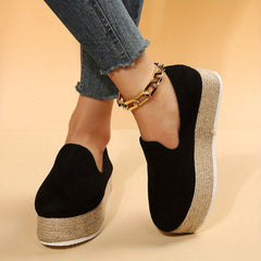 Women's Platform Espadrille Loafers Slip On Shoes