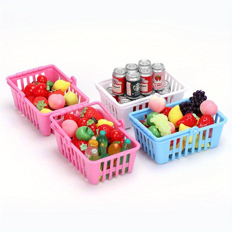Set of 4 Mini Shopping Basket Dollhouse Accessories for Dolls