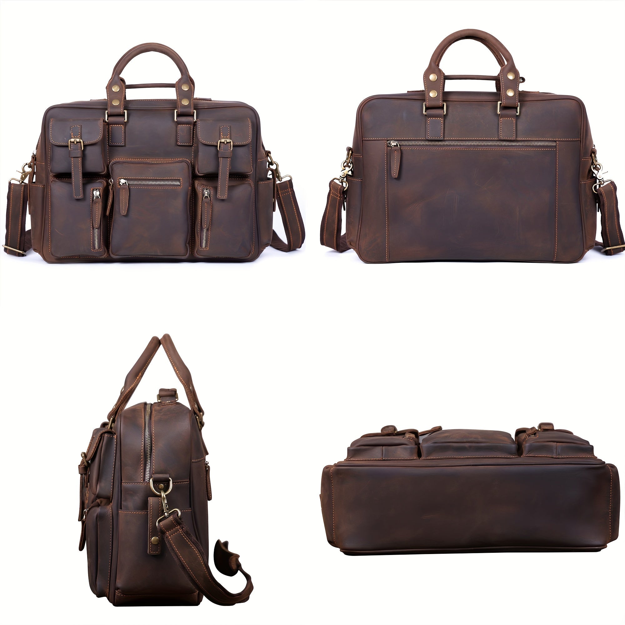 Vintage Leather Large Capacity Briefcase 40 64 Cm Laptop Bag