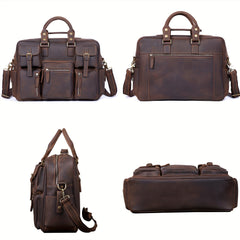 Vintage Leather Large Capacity Briefcase 40 64 Cm Laptop Bag