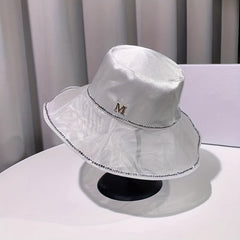 Mesh Bucket Hat Rhinestone Sun Hat Organza Lightweight