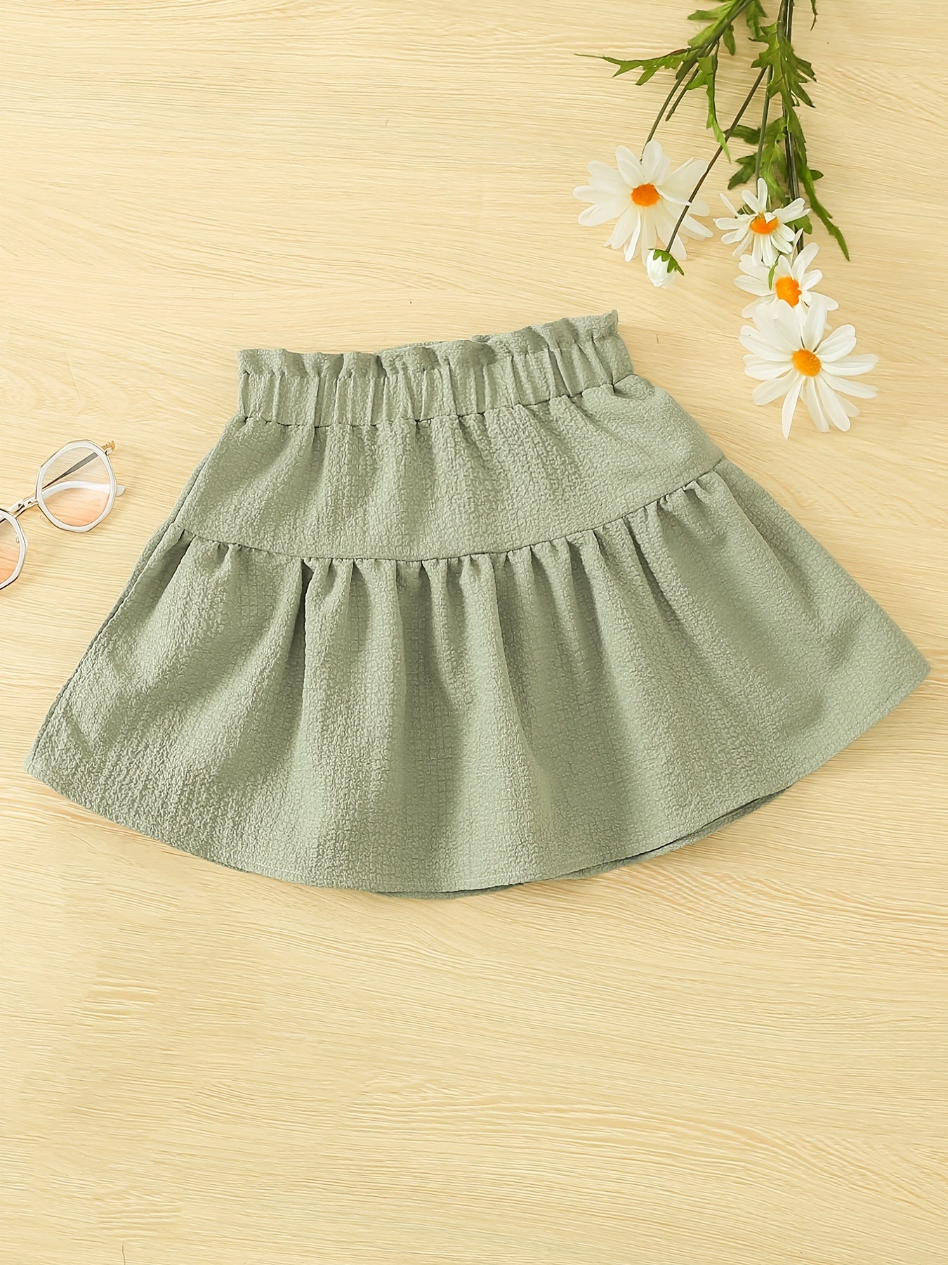 Girls Green Ruffled Elastic Waist Princess Skirt