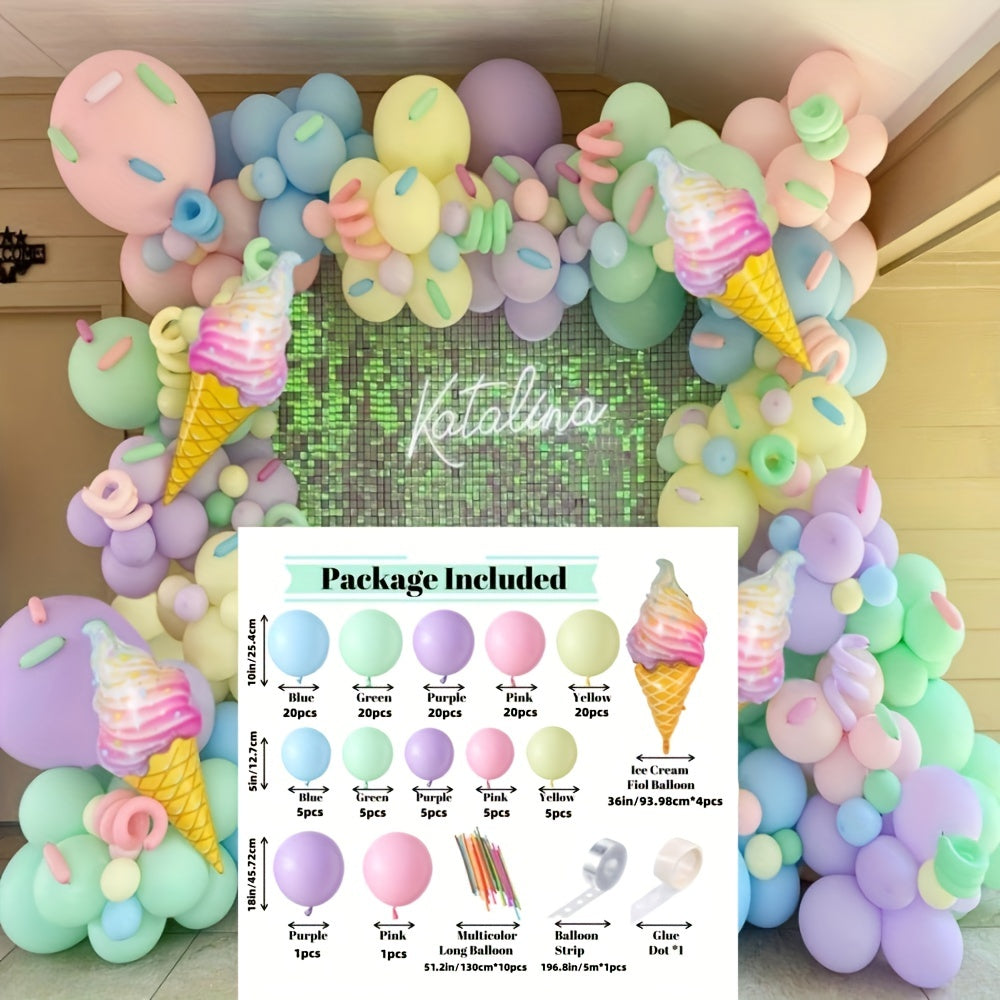 143pcs Ice Cream Macaron Balloon Garland Kit Wedding Birthday Party Decor
