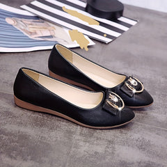 Pointed Toe Flat Shoes with Buckle Bow Slip On Versatile Walking Flats