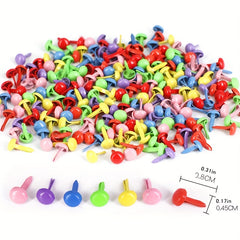 100pcs Mini Metal Pad Fasteners DIY Crafts Colorful Round Two Pin Mushroom Nails