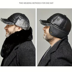 Faux Leather Winter Hats For Men Women Sport Warm Baseball Cap