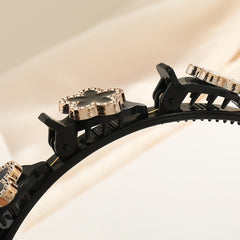 Double Layer Twist Rhinestone Headband for Women with Clips