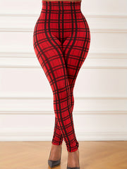  Plaid Print Tummy Control Leggings