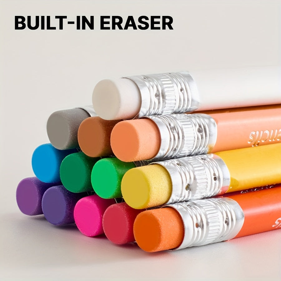 50pcs Erasable Colored Pencils Set Macaron Colors with Erasers, 3.0mm Thick