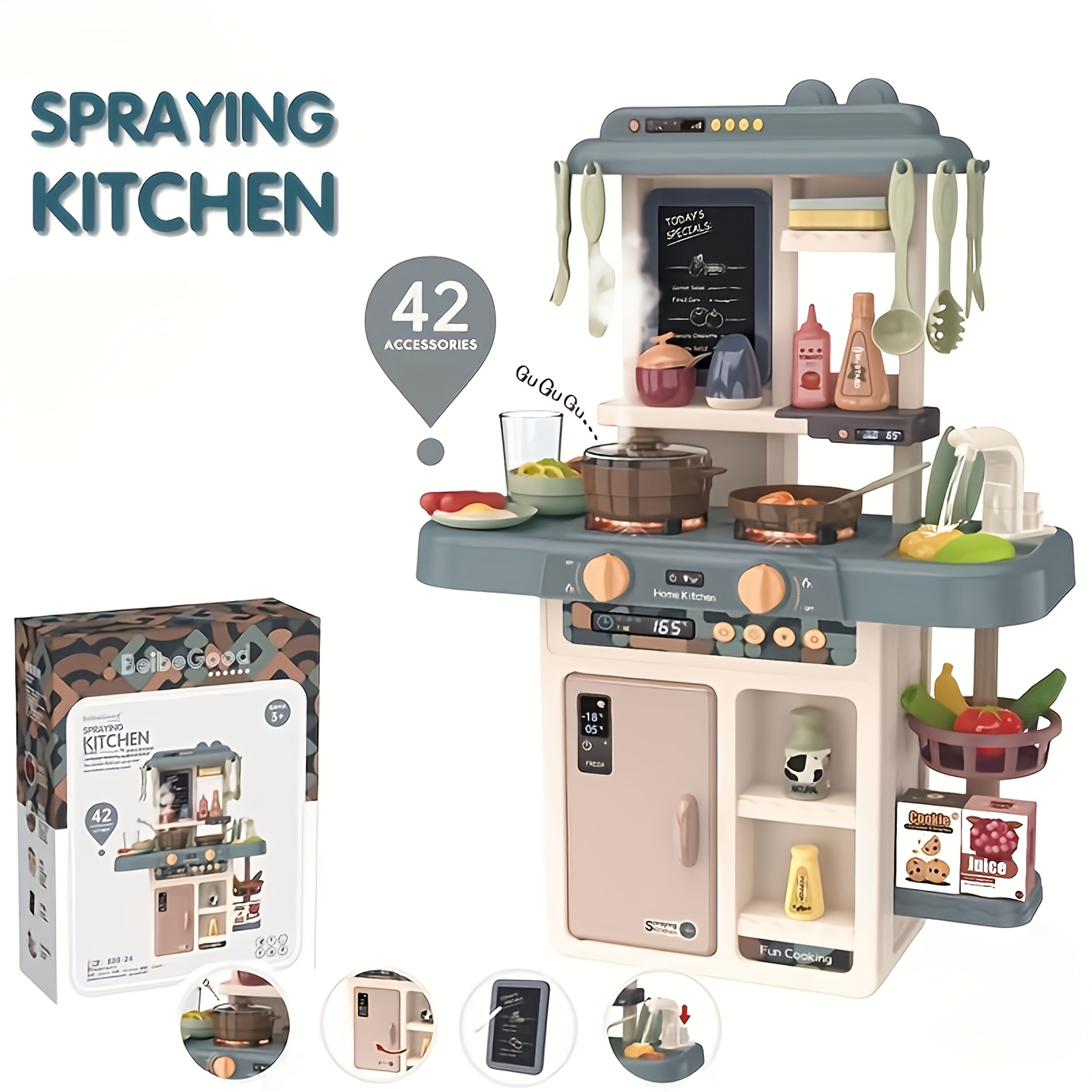 Sound & Light Kitchen Playset for Kids with Cooking Accessories