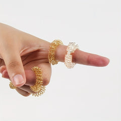 10pcs Mini Spring Finger Massage Ring Pressure Relief Relax Handwear