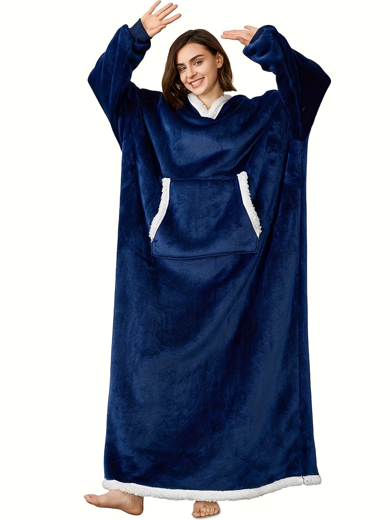 Women's Plus Winter Flannel Sherpa Hooded Robe