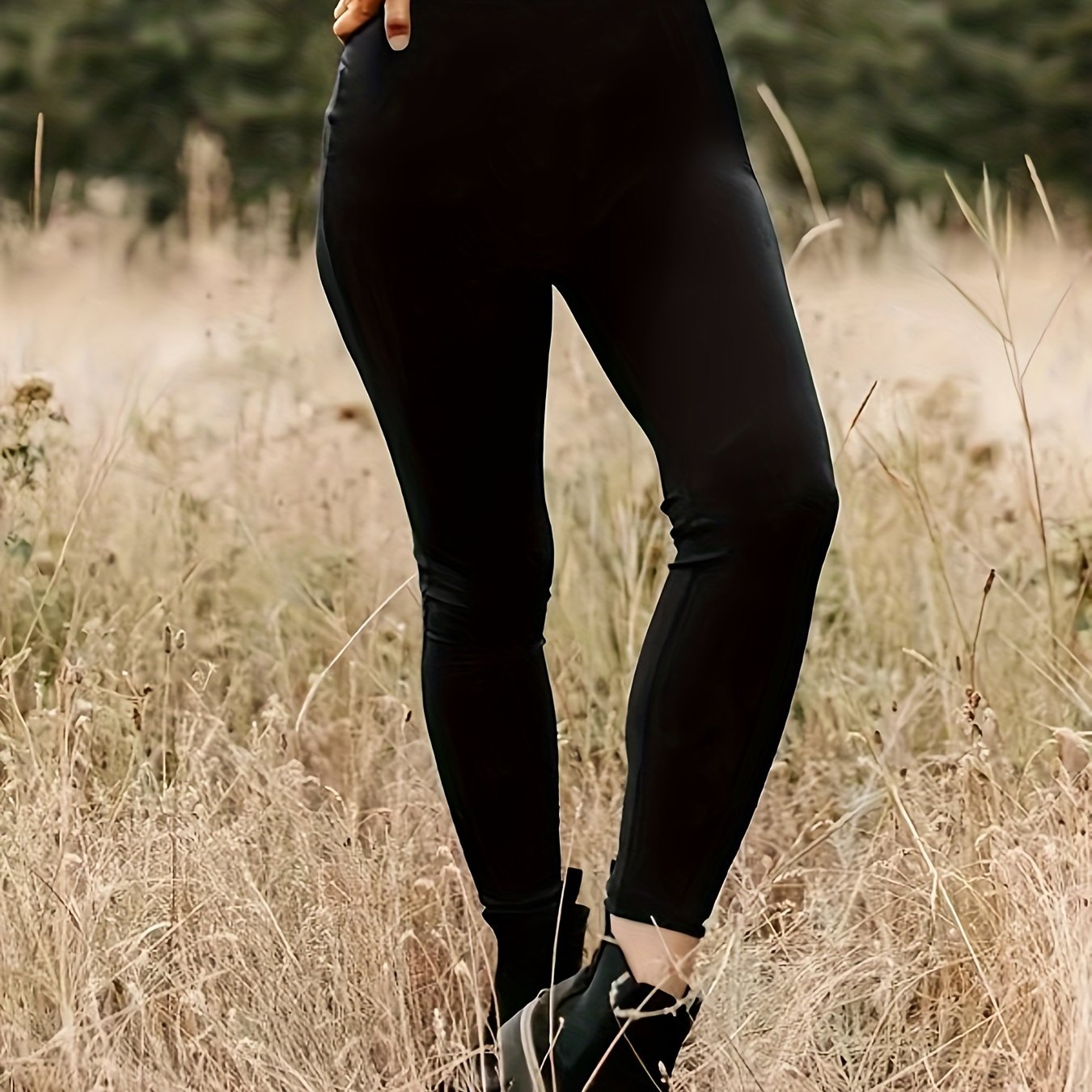  Casual Pants Women's Plus Solid Elastic High Rise Skinny Pants