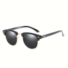 Metal Semi Rimless Sunglasses Vintage Punk UV400 Sunshade Eyeglasses