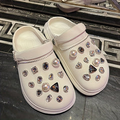 28Pcs Rhinestones & Pearl Shoe Charms For Clogs Garden Shoes DIY Accessories