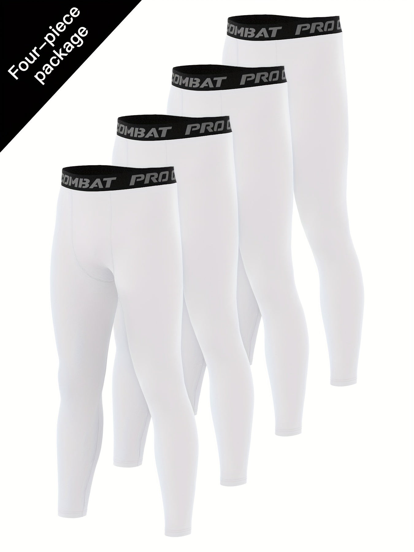 Men's 4pcs Solid Compression Leggings for Outdoor Running