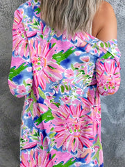  Floral Print Button-Up Cardigan