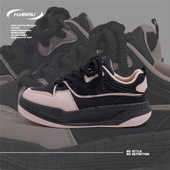 HUANQIU Lace-up Non-slip Skate Shoes Height Increased Sneakers