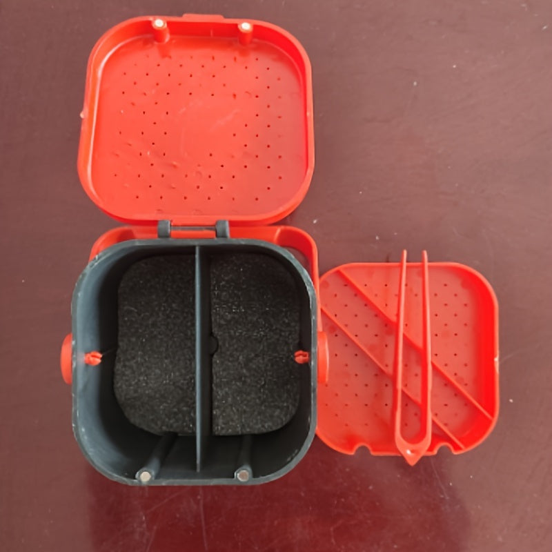 1pc ABS Red Worm Bait Storage Box Thickened Breathable Handheld Earthworm Box