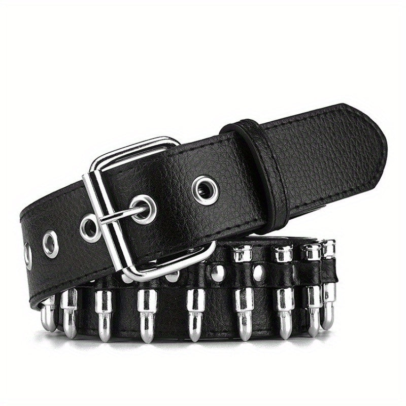 Men's Rivet Leather Belt Bullet Studded Belt