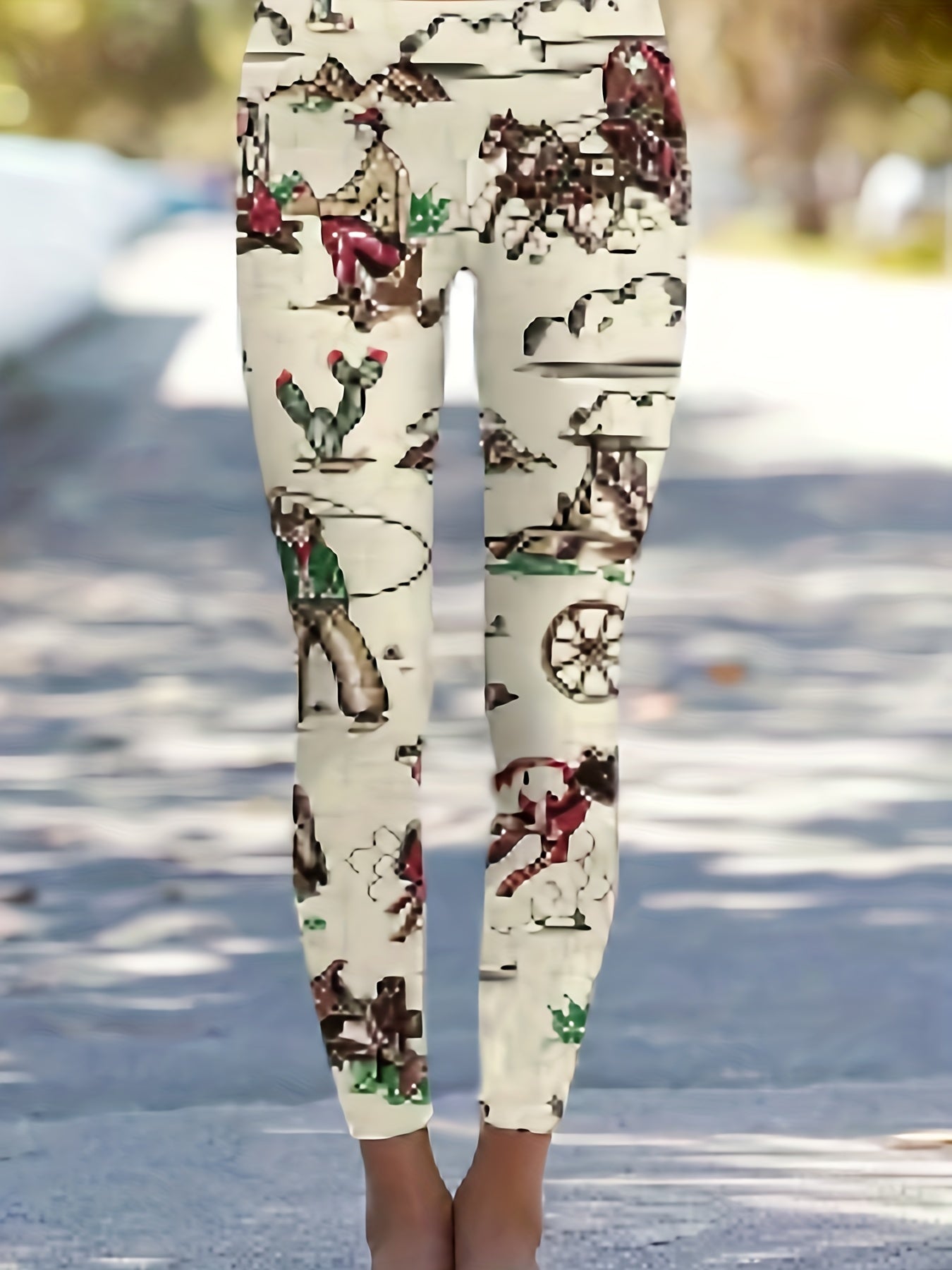  Western Style Pants Women's Plus All..lastic High Rise Skinny Trousers