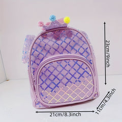 Kids Crown Grid Sequin Backpack