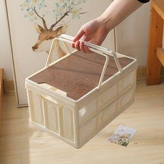 Wooden Cover Storage Bin With Portable Handle
